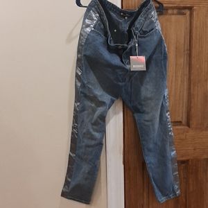 Missguided Mom Jeans with Satin Strip